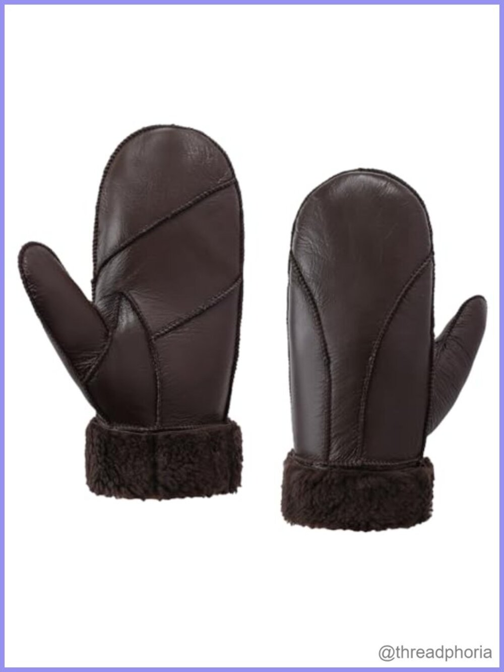 Leather Shearling Sheepskin Mittens Fur Lined Winter Gloves